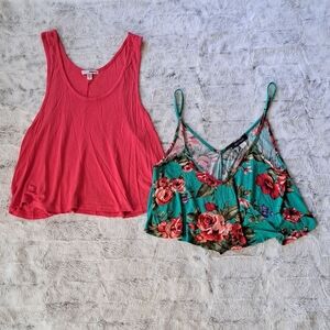 Bongo And Hot Gal Floral Vacation Colorful Flowy Crop Tank Tops.  Size M